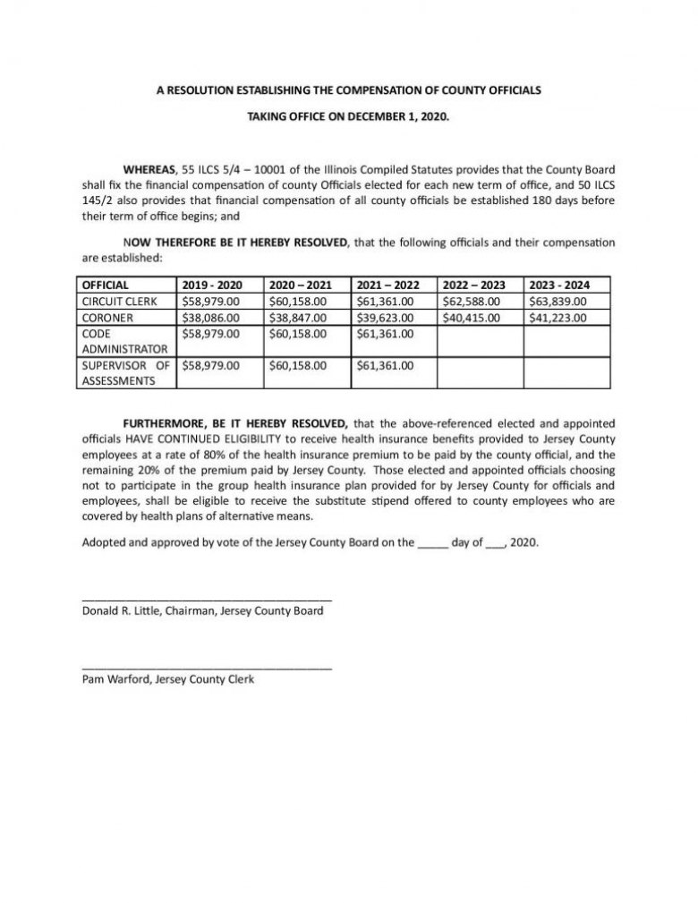 Jersey County Official Compensation Resolution